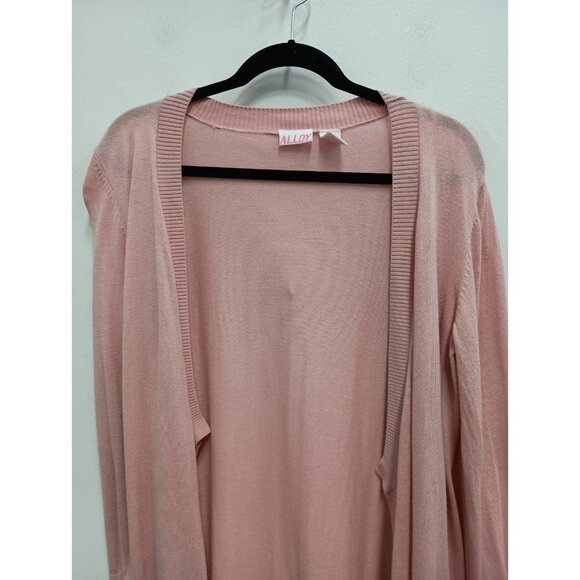 Alloy Womens Cardigan Medium Pink Long Sleeve Open Front Lightweight Minimalist - Picture 2 of 7